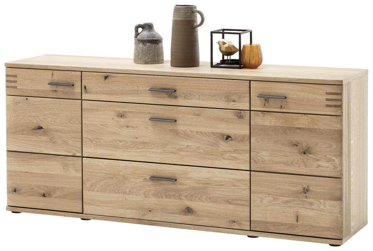 SIDEBOARD 180/78/44 cm  - ek Bianco/svart, Design, metall/trämaterial (180/78/44cm) - Livetastic
