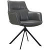 ARMLEHNSTUHL  Lederauswahl, Sitzfläche 360° drehbar, automatische Rückholfunktion  Echtleder  - Anthrazit/Schwarz, Design, Leder/Metall (60/89/63,5cm) - Novel