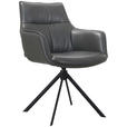 ARMLEHNSTUHL  Lederauswahl, Sitzfläche 360° drehbar, automatische Rückholfunktion  Echtleder  - Anthrazit/Schwarz, Design, Leder/Metall (60/89/63,5cm) - Novel