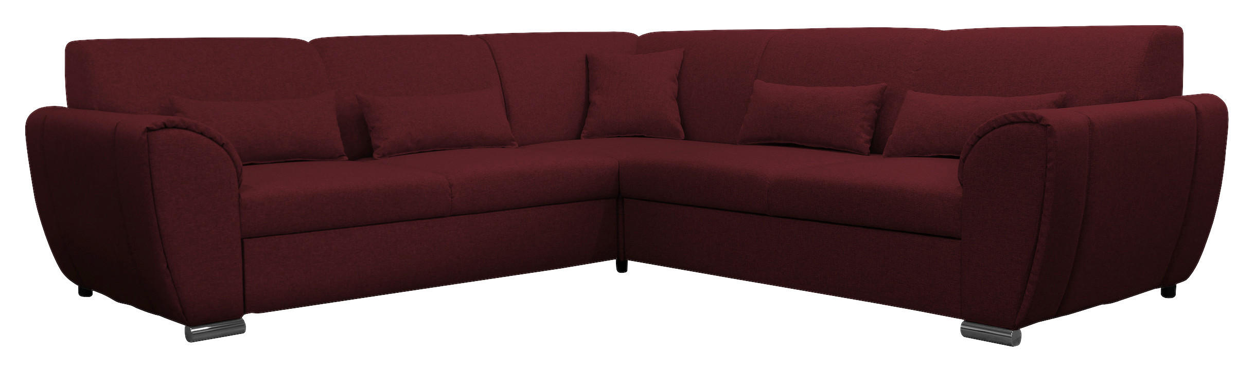 ECKSOFA Dunkelrot Flachgewebe  - Silberfarben/Dunkelrot, Design, Kunststoff/Textil (266/266cm) - Livetastic