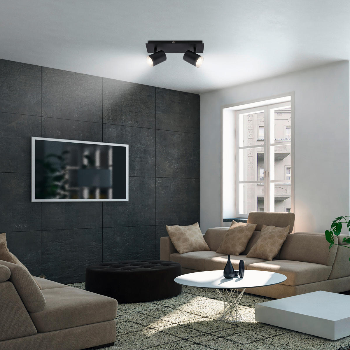 BADEZIMMER-DECKENLEUCHTE 29/9,9/11,2 cm   - Schwarz, Design, Kunststoff/Metall (29/9,9/11,2cm) - Briloner