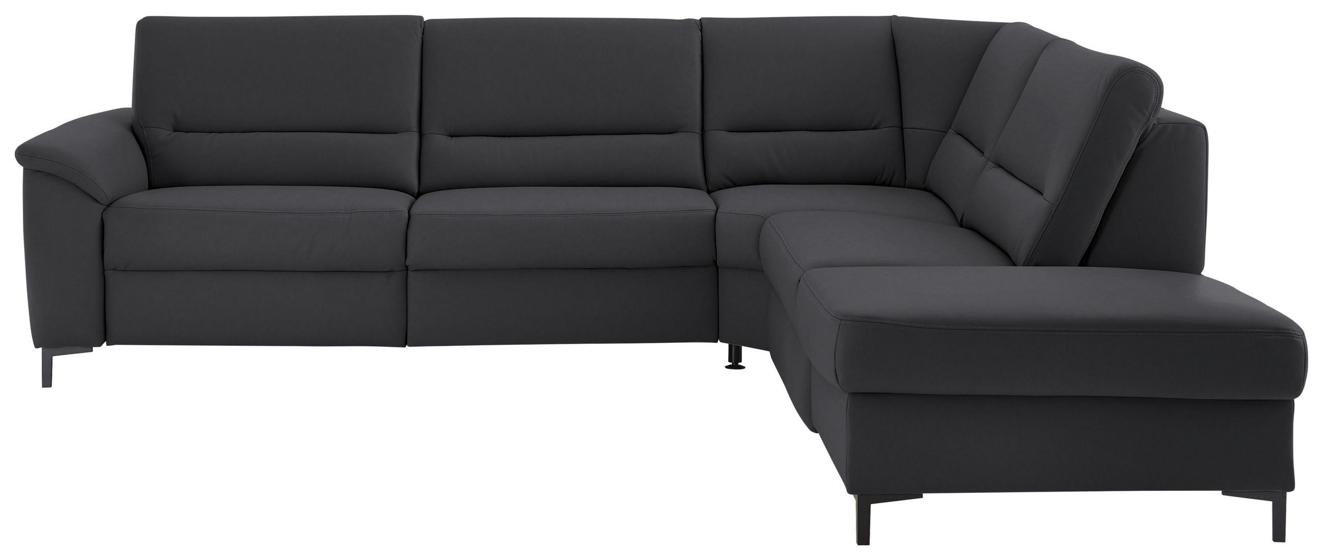ECKSOFA Echtleder Anthrazit  - Anthrazit/Schwarz, Konventionell, Leder/Metall (290/249cm) - Beldomo Premium