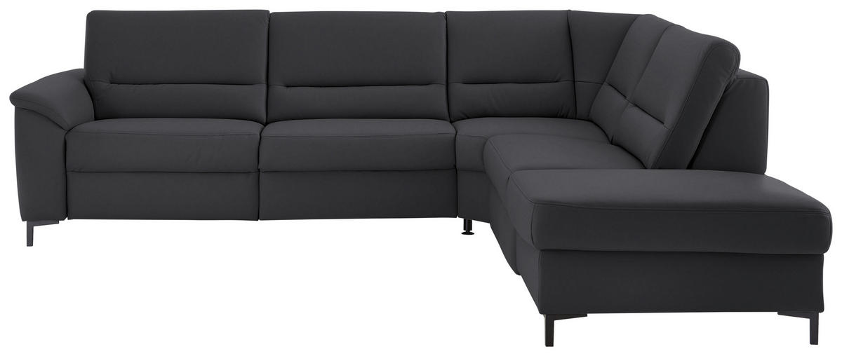ECKSOFA Echtleder Anthrazit  - Anthrazit/Schwarz, Konventionell, Leder/Metall (290/249cm) - Beldomo Premium