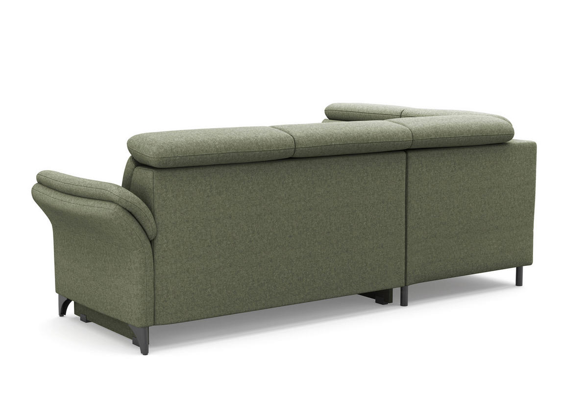 ECKSOFA GLENDALE E Olivgrün Flachgewebe  - Schwarz/Olivgrün, KONVENTIONELL, Textil/Metall (193/247cm) - Sit & More