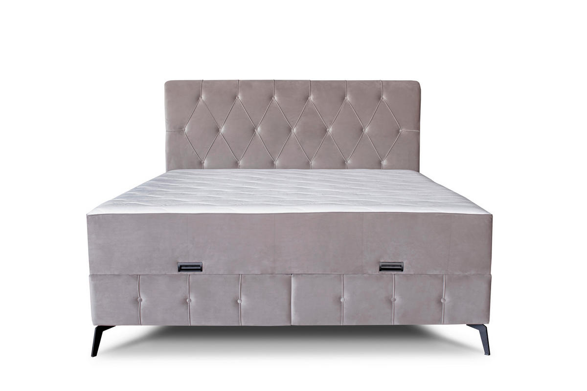Pat Boxspring 180x200 Cm, bej - bej/negru, Modern, lemn/metal (180/200cm) - Ti'me