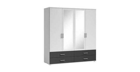 KLEIDERSCHRANK  in Graphitfarben, Weiß  - Alufarben/Graphitfarben, KONVENTIONELL, Glas/Holzwerkstoff (180/190/51cm) - Carryhome