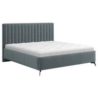 OBLAZINJENA POSTELJA 140 cm   x 200 cm  , tekstil antracit  - črna/antracit, Konvencionalno, kovina/tekstil (140/200cm) - Hom`in
