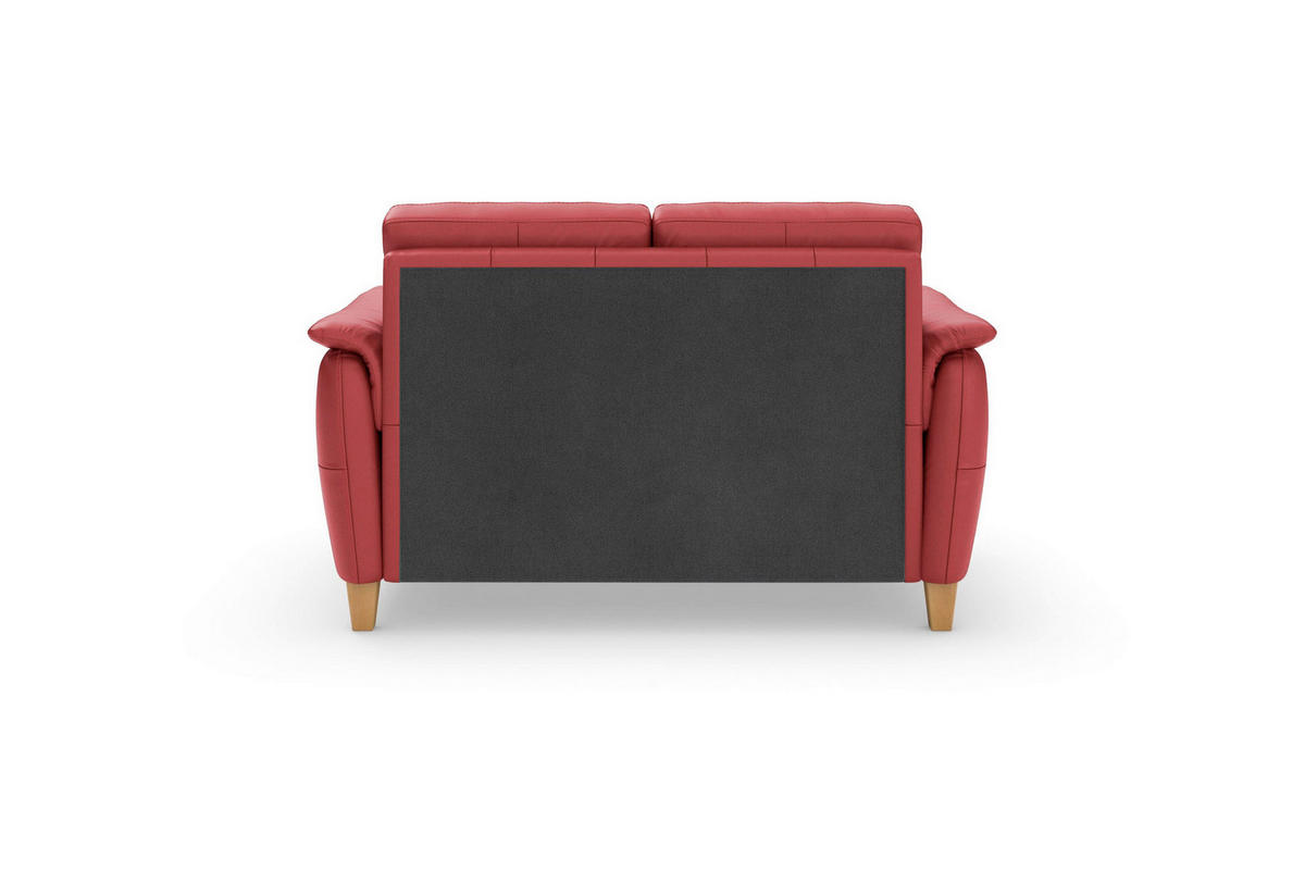 DVOUMÍSTNÁ POHOVKA, červená, pravá kůže - barvy dubu/červená, Basics, dřevo/textil (149/89/89cm) - Sit & More