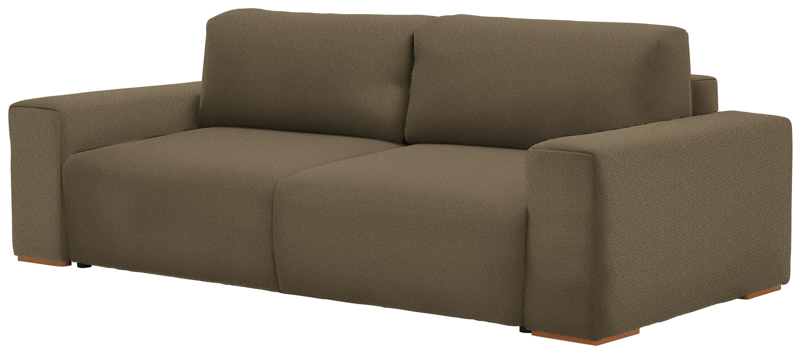 SCHLAFSOFA in Flachgewebe Grün  - Buchefarben/Schwarz, Konventionell, Holz/Kunststoff (255/86/123cm) - Livetastic