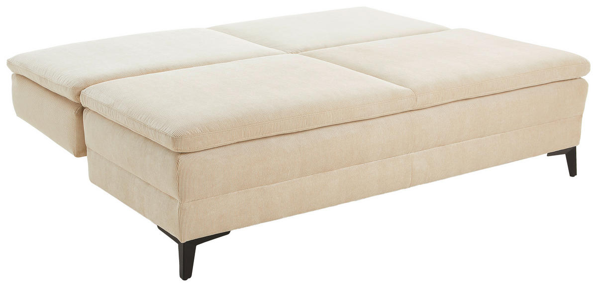 BOXSPRINGSOFA in Cord Beige  - Beige/Schwarz, Design, Textil/Metall (200/100/108cm) - Novel