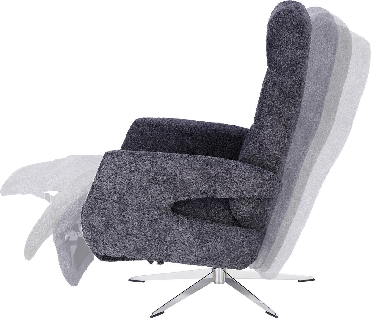 RELAXSESSEL in Textil Anthrazit  - Chromfarben/Anthrazit, Design, Textil/Metall (75/106/89cm) - Welnova