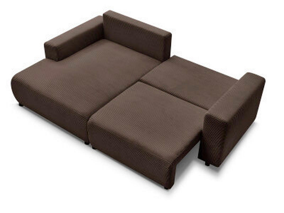 ECKSOFA Ottomane links  ATILLA Taupe Cord  - Taupe/Schwarz, MODERN, Kunststoff/Textil (149/244cm)