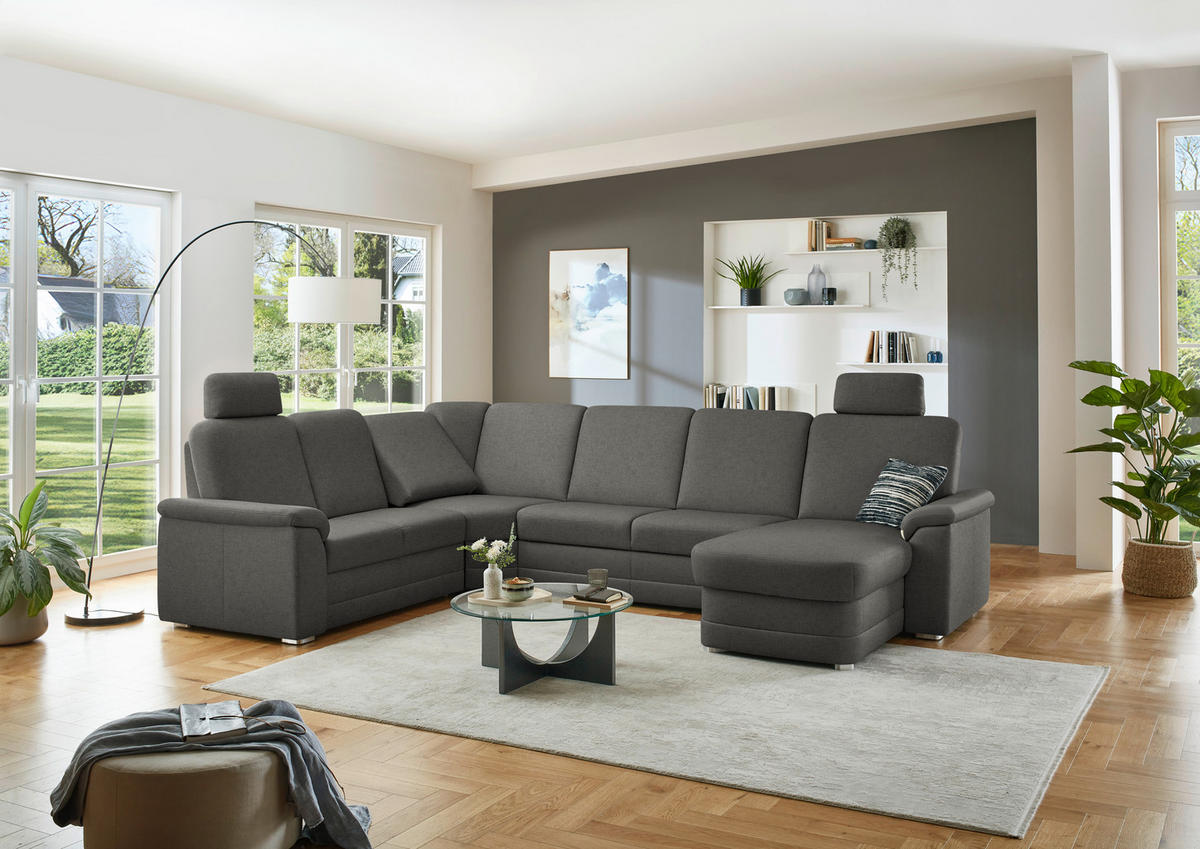 WOHNLANDSCHAFT  in Chenille Grau  - Alufarben/Grau, KONVENTIONELL, Holz/Textil (235/329/160cm) - Beldomo Comfort