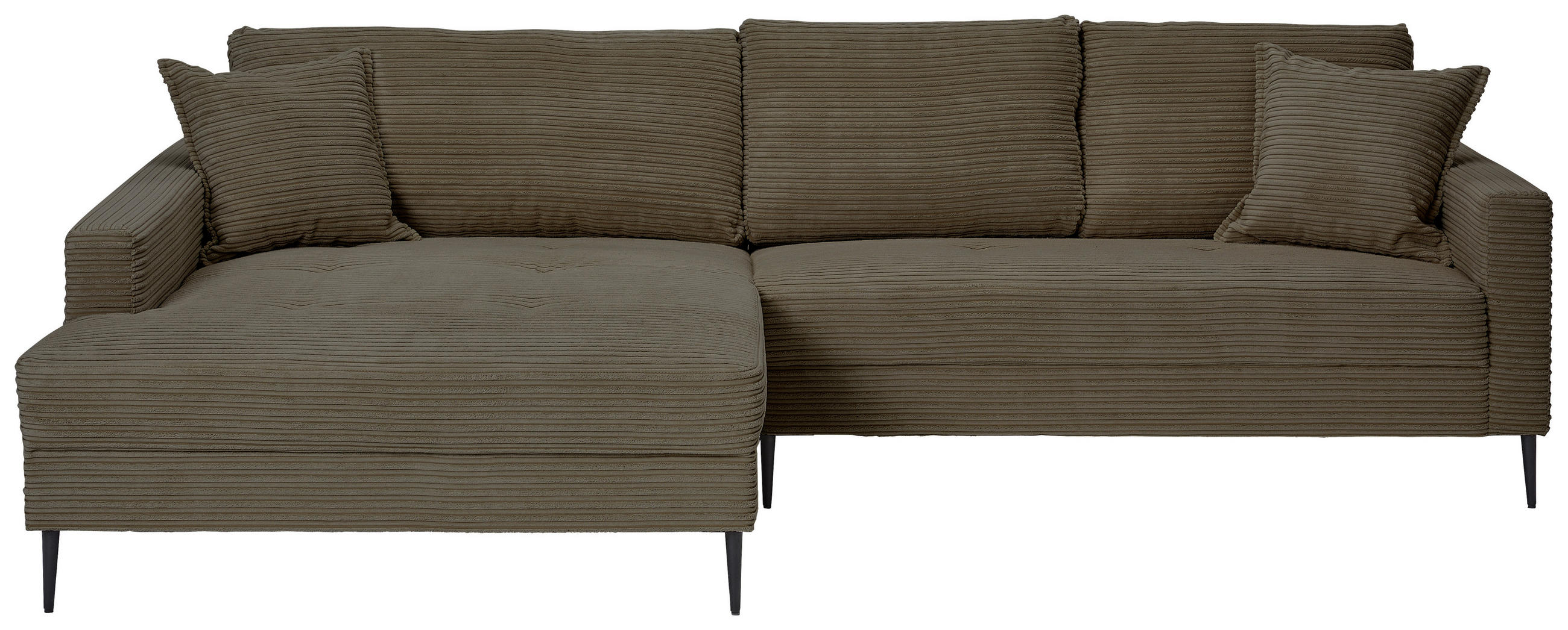 ECKSOFA Braun Cord  - Schwarz/Braun, KONVENTIONELL, Textil/Metall (173/276cm) - Carryhome