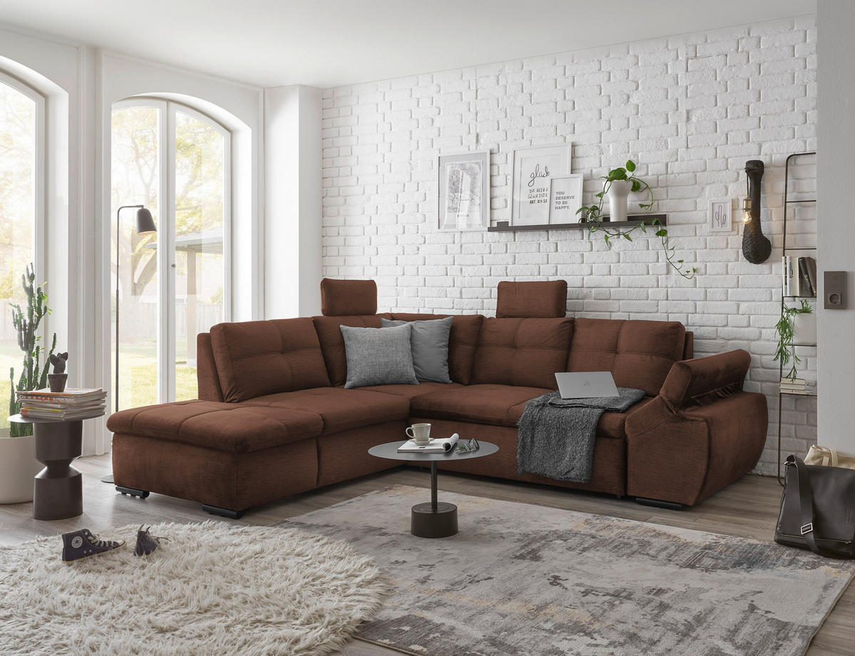 ECKSOFA Kupferfarben Mikrovelours  - Schwarz/Kupferfarben, KONVENTIONELL, Kunststoff/Textil (217/265cm) - Carryhome
