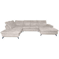 WOHNLANDSCHAFT in Struktur Creme  - Creme/Schwarz, KONVENTIONELL, Textil/Metall (253/357/188cm) - Carryhome