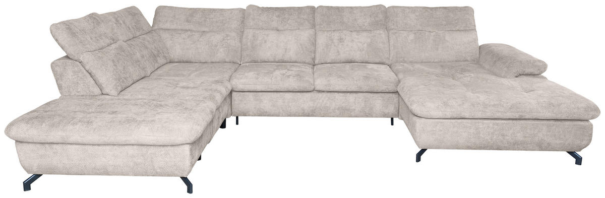 WOHNLANDSCHAFT in Struktur Creme  - Creme/Schwarz, KONVENTIONELL, Textil/Metall (253/357/188cm) - Carryhome