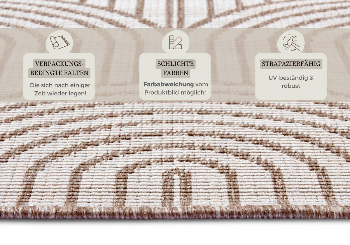OUTDOORTEPPICH 80/150 cm Pangli Weiß, Cappuccino  - Weiß/Cappuccino, Design, Kunststoff (80/150cm)