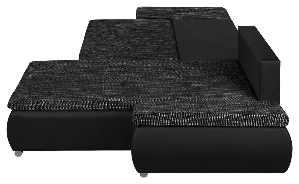 ECKSOFA Schwarz Textilgeflecht  - Chromfarben/Schwarz, Design, Textil (266/175cm) - Livetastic