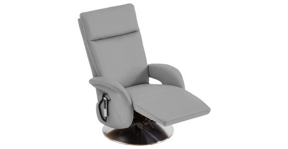 RELAXSESSEL in Leder Hellgrau - Edelstahlfarben/Hellgrau, Design, Leder/Metall (70/108/80cm) - Cantus
