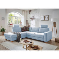 ECKSOFA 213/236 cm  in Flachgewebe Hellblau Stauraum, Kopfstütze, Liegefläche im Originalstoff  213/236 cm  - Eichefarben/Hellblau, KONVENTIONELL, Holz/Textil (213/236cm) - Sit & More