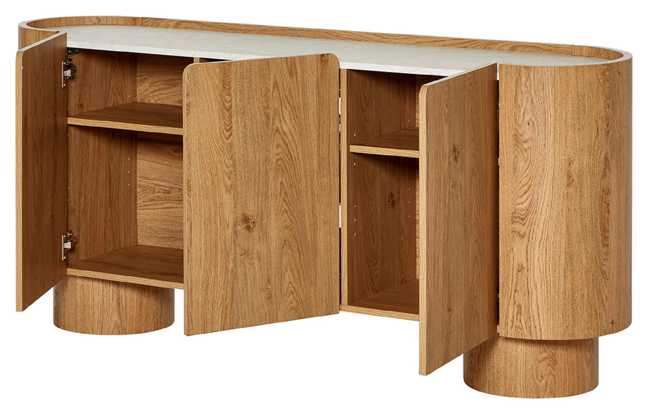 SIDEBOARD 160/74/38 cm  in Weiss, Eichefarben  - Weiss/Eichefarben, Modern, Holzwerkstoff (160/74/38cm) - Livetastic