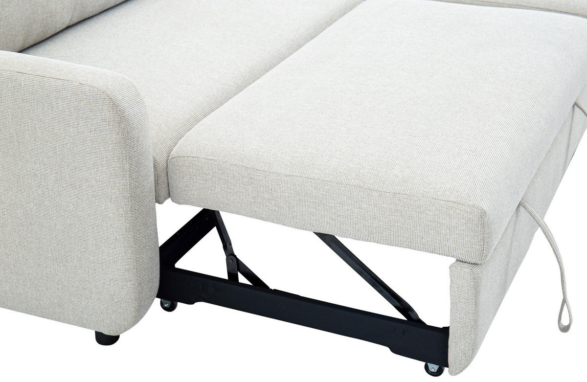 ECKSOFA Leinenoptik Beige  - Beige/Schwarz, Design, Kunststoff/Textil (152,5/225,5cm) - Livetastic