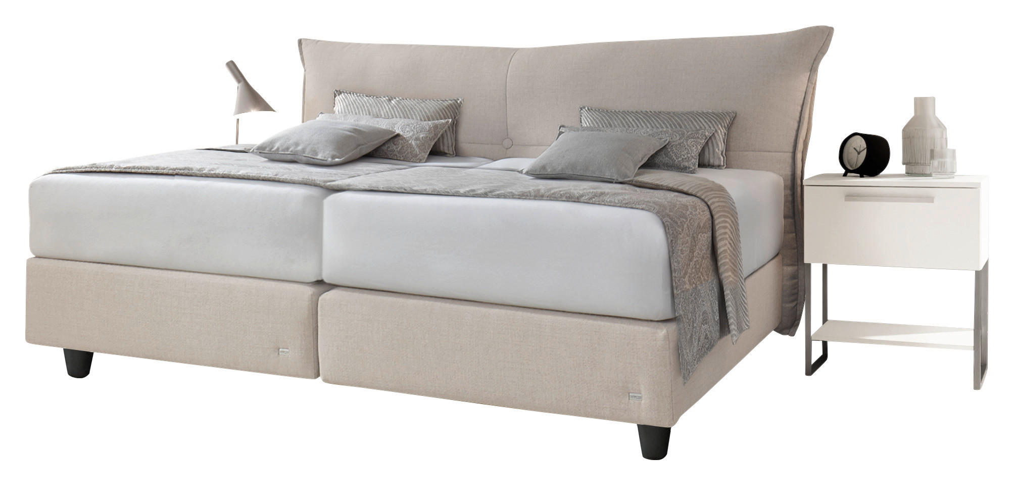 BOXSPRINGBETT 200/200 cm  in Beige  - Beige/Schwarz, Design, Kunststoff/Textil (200/200cm) - RUF Betten