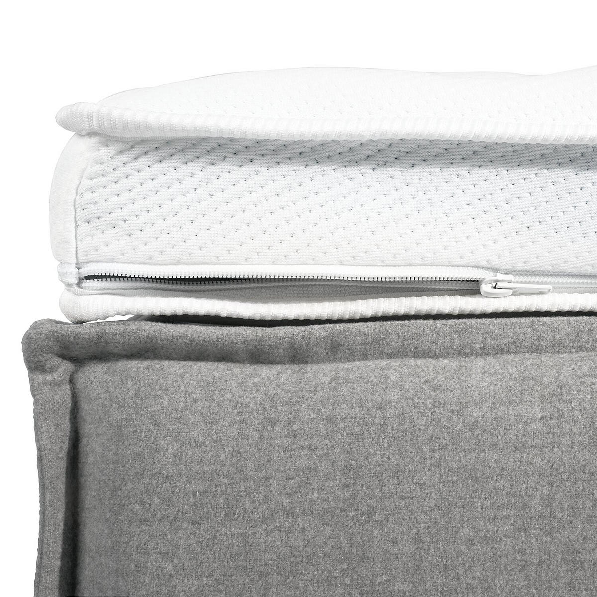 BOXSPRINGBETT 200/220 cm  in Hellgrau  - Hellgrau/Schwarz, Design, Kunststoff/Textil (200/220cm) - home24