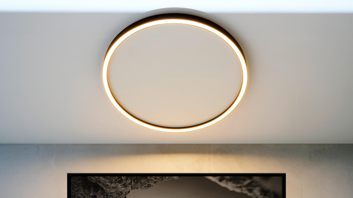 LED-DECKENLEUCHTE Aura 55/4 cm   - Schwarz/Weiß, Design, Metall (55/4cm) - BOPP