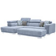 ECKSOFA in Mikrofaser Hellblau  - Chromfarben/Hellblau, Design, Textil/Metall (207/301cm) - Xora