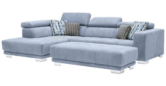 ECKSOFA in Mikrofaser Hellblau  - Chromfarben/Hellblau, Design, Textil/Metall (207/301cm) - Xora