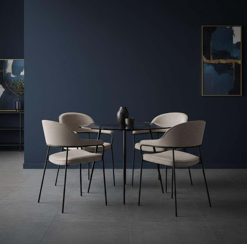 ARMLEHNSTUHL-SET 2 Stück  in  - Sandfarben/Schwarz, MODERN, Textil/Metall (56,5/85/56,5cm)