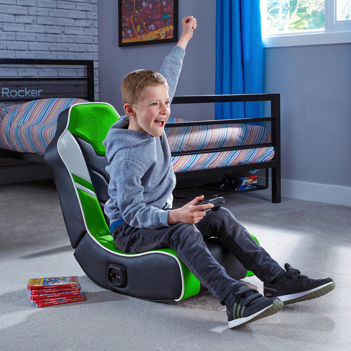 GAMINGSESSEL Grün Textil   - Grün, MODERN, Textil (42/64/75cm) - X Rocker