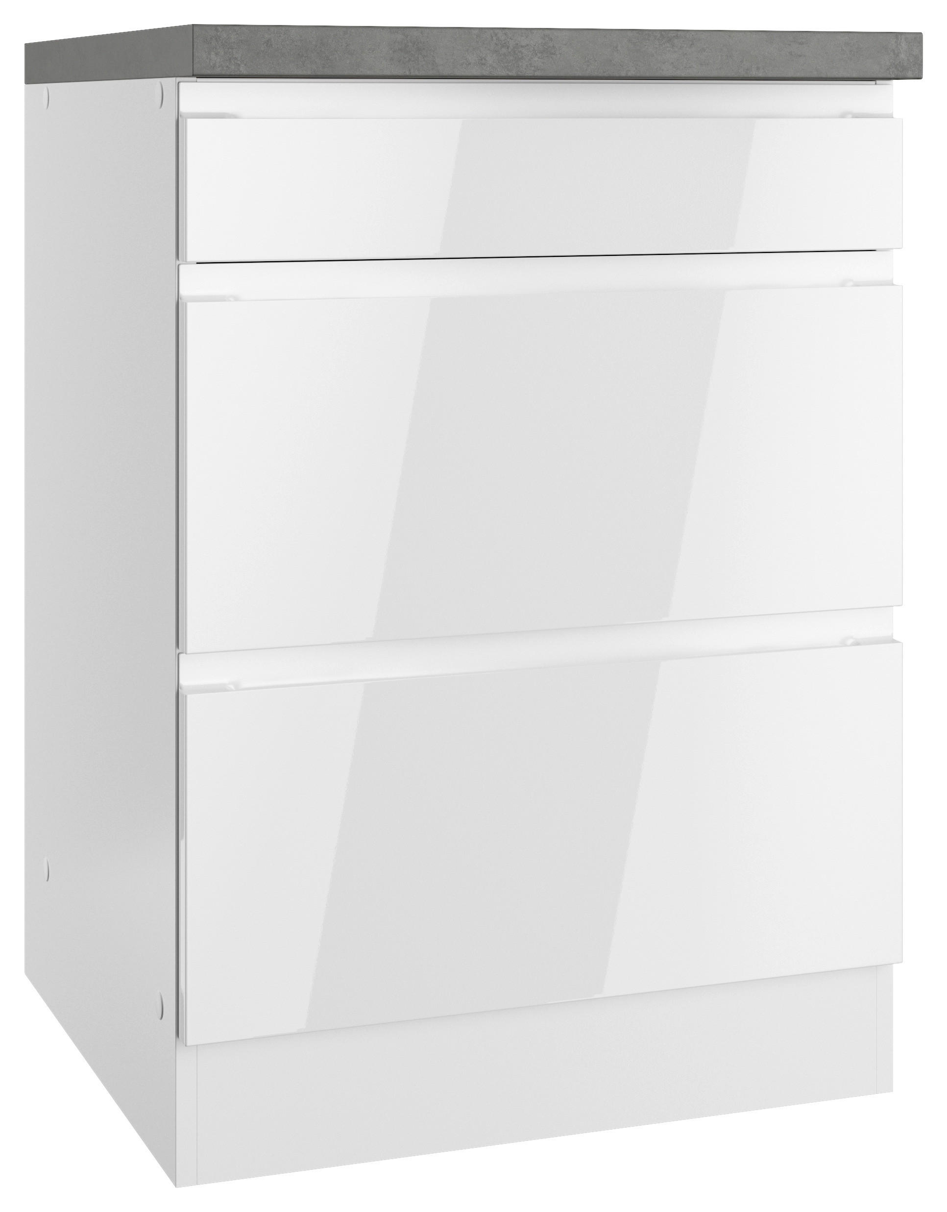 KÜCHENUNTERSCHRANK 60/86/60 cm  in Grau, Weiß, Weiß Hochglanz  - Weiß Hochglanz/Weiß, LIFESTYLE, Holzwerkstoff (60/86/60cm) - Held