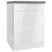 KÜCHENUNTERSCHRANK 60/86/60 cm  in Grau, Weiß, Weiß Hochglanz  - Weiß Hochglanz/Weiß, LIFESTYLE, Holzwerkstoff (60/86/60cm) - Held
