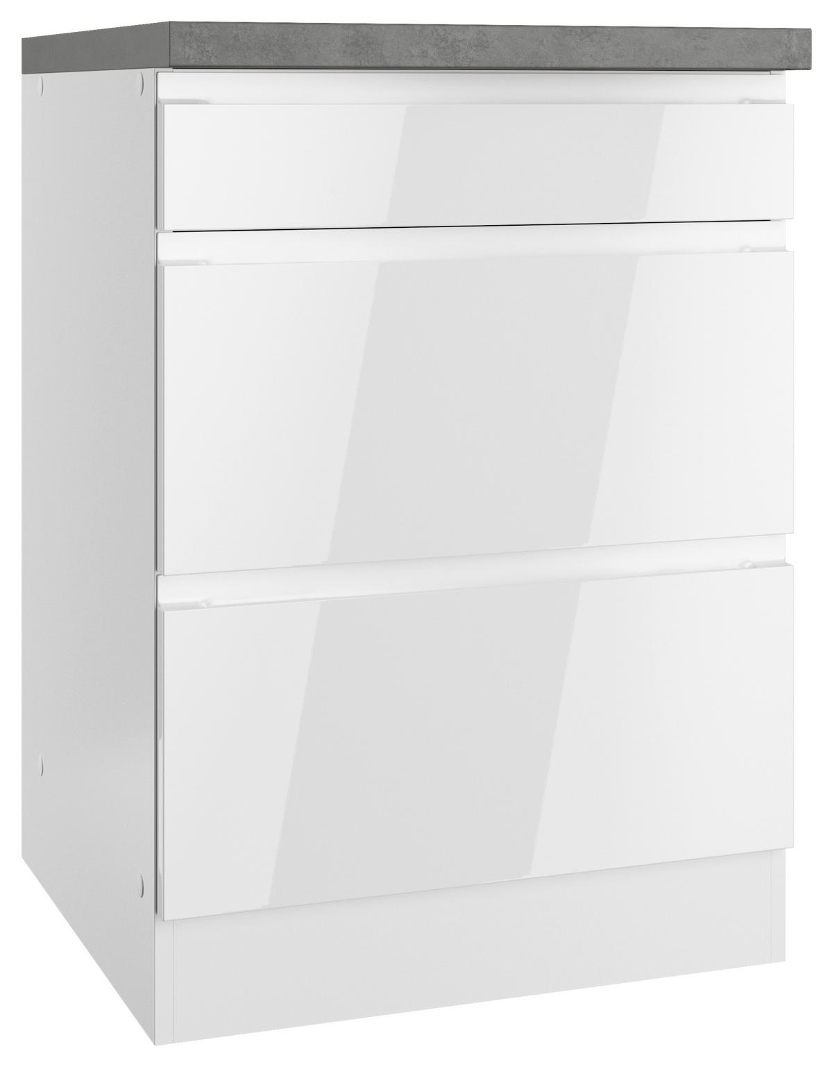 KÜCHENUNTERSCHRANK 60/86/60 cm  in Grau, Weiß, Weiß Hochglanz  - Weiß Hochglanz/Weiß, LIFESTYLE, Holzwerkstoff (60/86/60cm) - Held