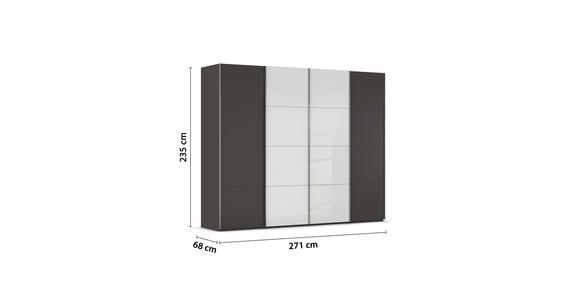SCHWEBETÜRENSCHRANK 271/235/68 cm 4-türig Graphitfarben, Weiß  - Chromfarben/Graphitfarben, KONVENTIONELL, Glas/Holzwerkstoff (271/235/68cm) - Novel