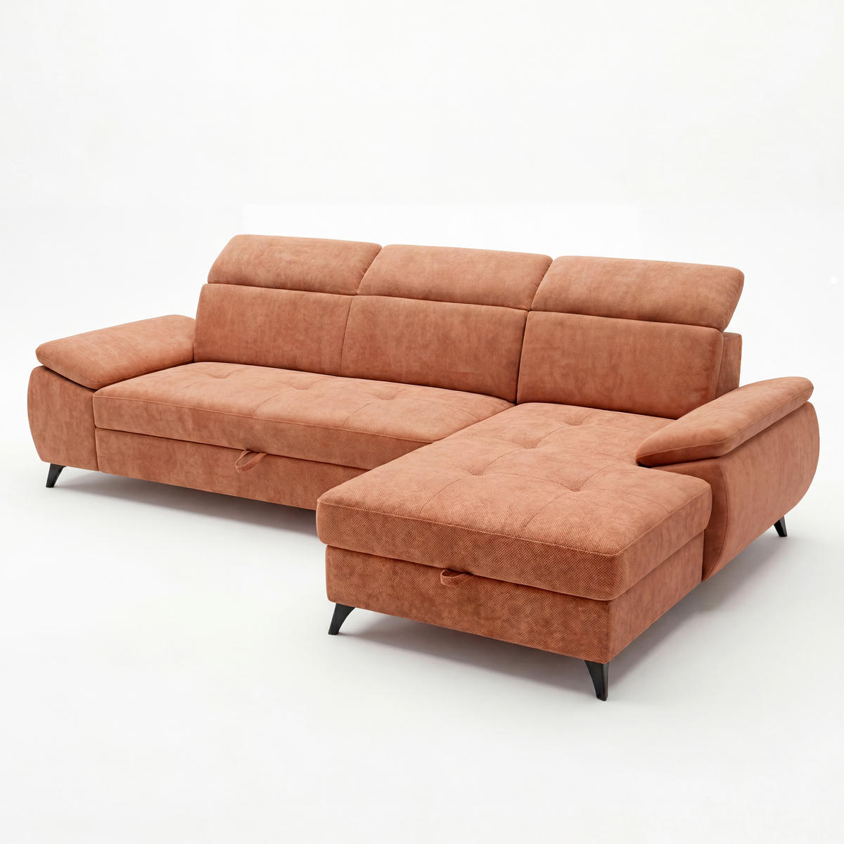 ECKSOFA  Struktur Rostfarben  - Rostfarben/Schwarz, Basics, Holz/Holzwerkstoff (281/166cm) - MID.YOU