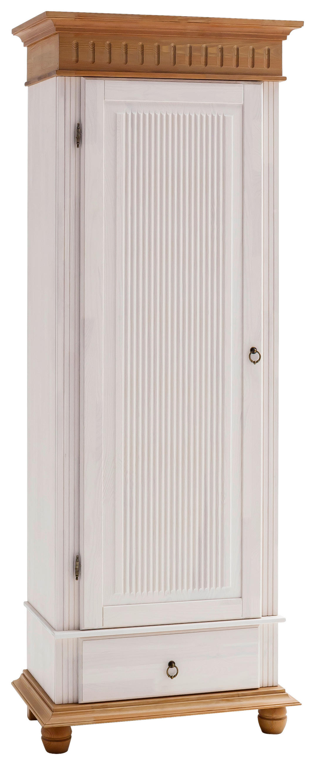 GARDEROBENSCHRANK Kiefer massiv Weiß, Kieferfarben - Schwarz/Weiß, LIFESTYLE, Holz (72/194,5/41cm) - Carryhome