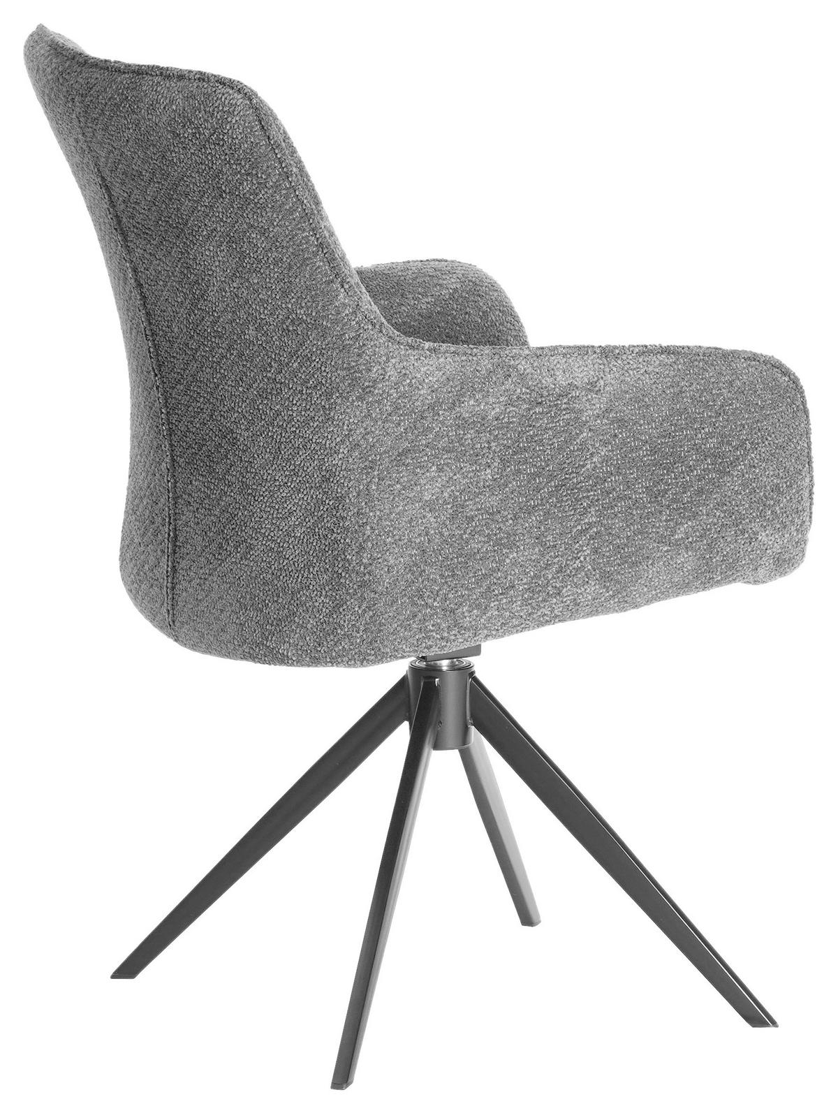 ARMLEHNSTUHL  in Eisen Webstoff  - Schwarz/Grau, Design, Textil/Metall (64/88/60cm) - Novel