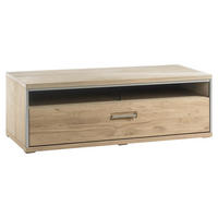 TV-ELEMENT  in 124/41/52 cm  - Hellbraun/Edelstahlfarben, Konventionell, Glas/Holz (124/41/52cm) - MID.YOU