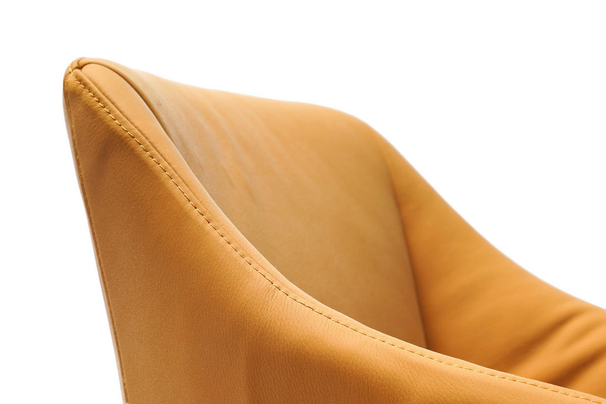 ARMLEHNSTUHL  in Eisen Echtleder pigmentiert  - Cognac/Schwarz, Design, Leder/Metall (61/83/61.5cm) - Cassando