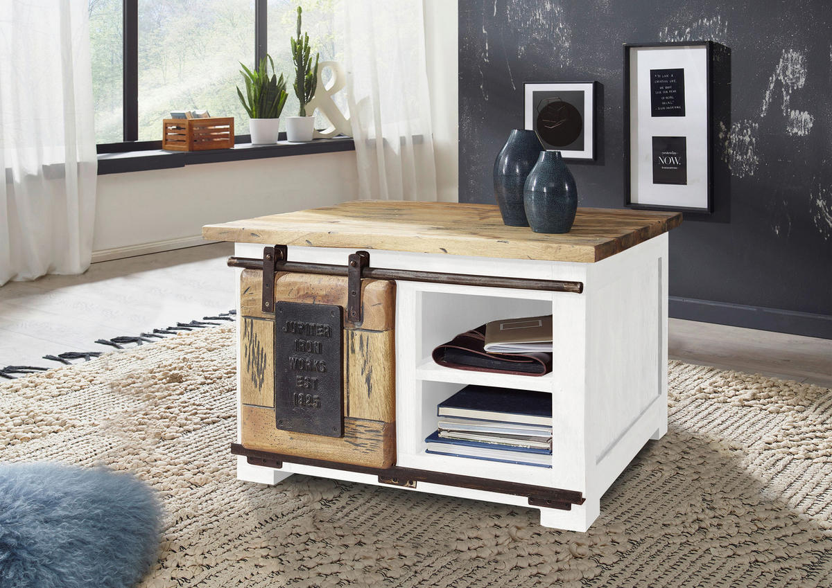 COUCHTISCH Mangoholz massiv 70/70/45 cm rechteckig Braun, Schwarz, Weiß  - Schwarz/Braun, KONVENTIONELL, Holz/Metall (70/70/45cm) - Livetastic