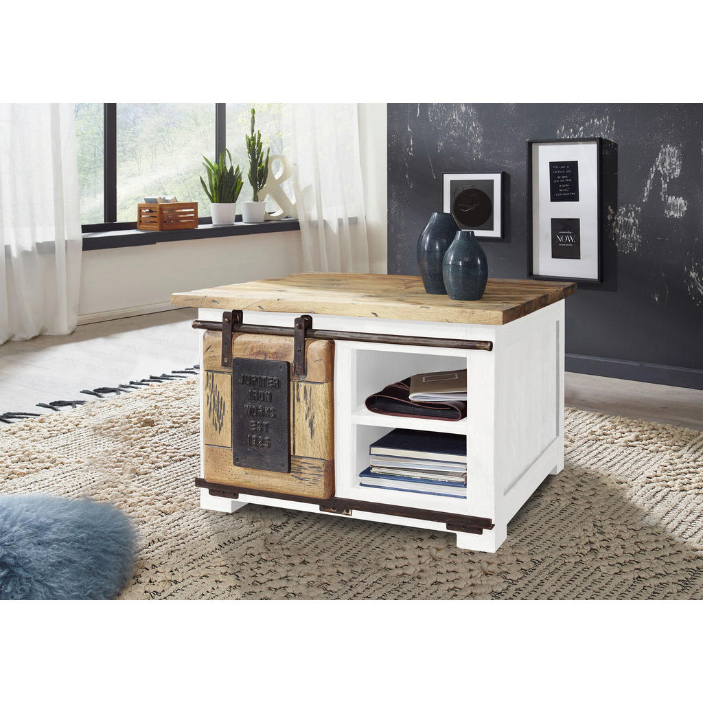 Thumbnail - Livetastic Couchtisch, Braun, Schwarz, Weiß, Holz, Mangoholz,Mangoholz,Mangoholz, massiv, rechteckig, eckig, 70x45x70 cm...