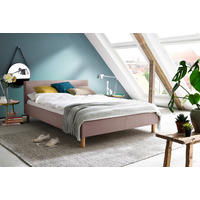 KÁRPITOZOTT ÁGY 140/200 cm  fáradtrózsaszín  - tölgyfa/fáradtrózsaszín, Design, textil/fa (140/200cm) - Livetastic