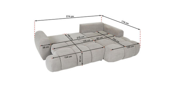 ECKSOFA in Flachgewebe Blau - Blau/Schwarz, KONVENTIONELL, Kunststoff/Textil (274/174cm) - Carryhome