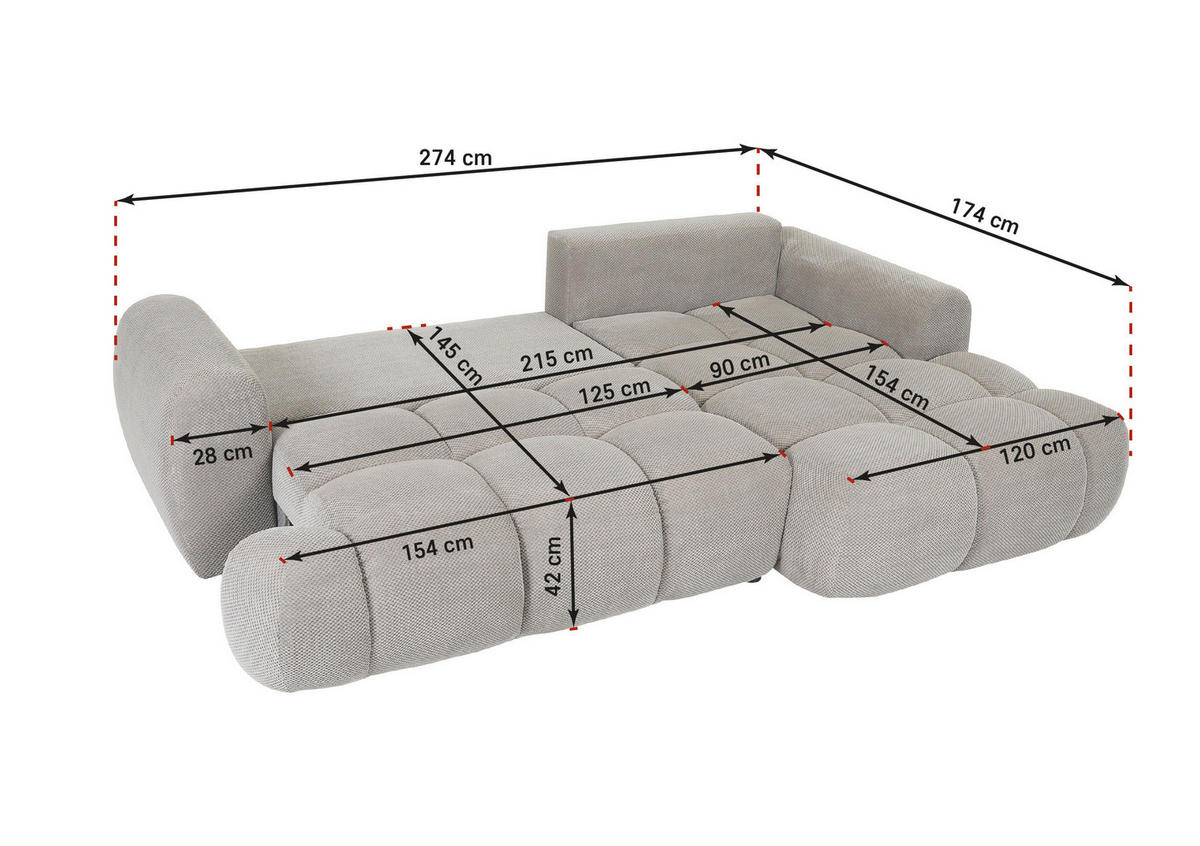 ECKSOFA in Flachgewebe Blau  - Blau/Schwarz, Konventionell, Kunststoff/Textil (274/174cm) - Carryhome