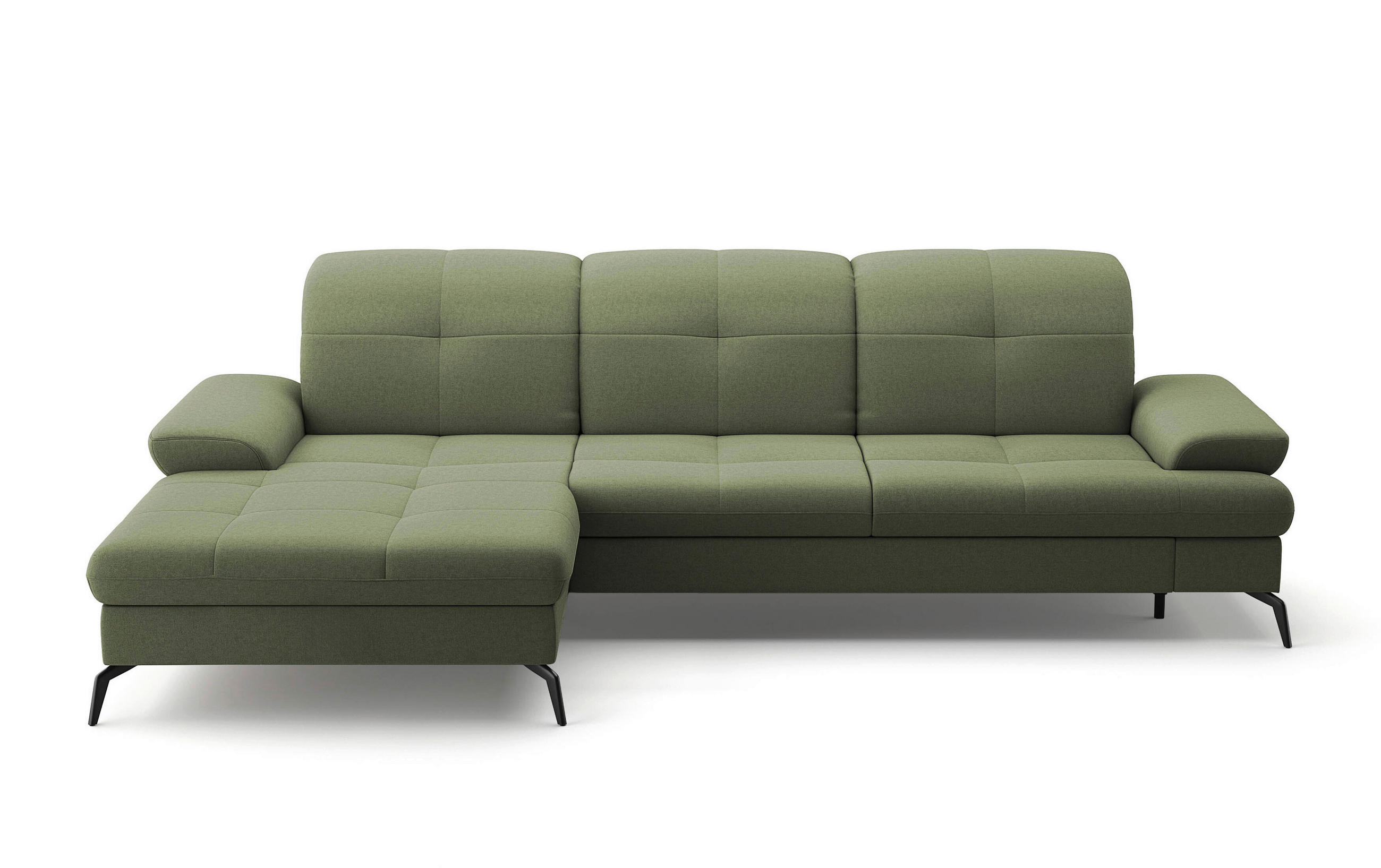 ECKSOFA in Flachgewebe Olivgrün  - Schwarz/Olivgrün, Konventionell, Textil/Metall (185/279cm) - Sit & More