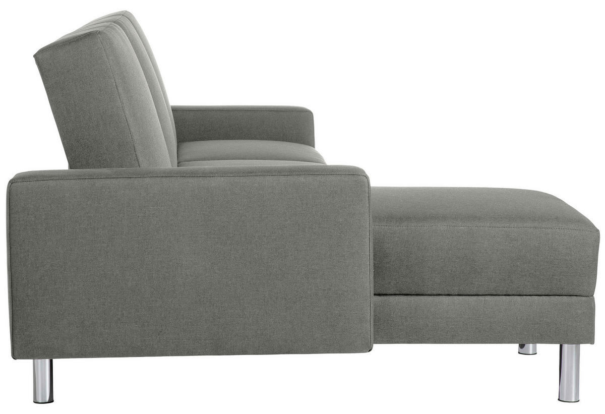 ECKSCHLAFSOFA inkl. Hocker in Hellgrau Textil   - Chromfarben/Hellgrau, Konventionell, Textil/Metall (152/230cm) - Max Winzer